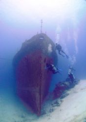 the stern of cañonero C53 near the island of Cozumel. by Kenn Bolbjerg 